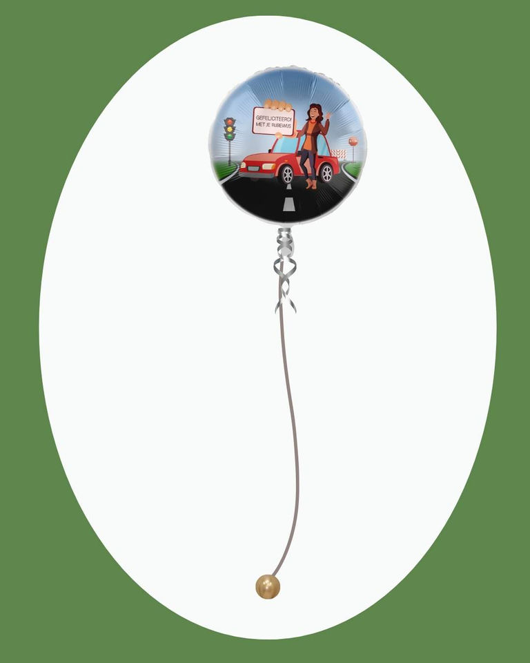 Rond hangertje met vrouw, rode auto en Las Vegas bord.