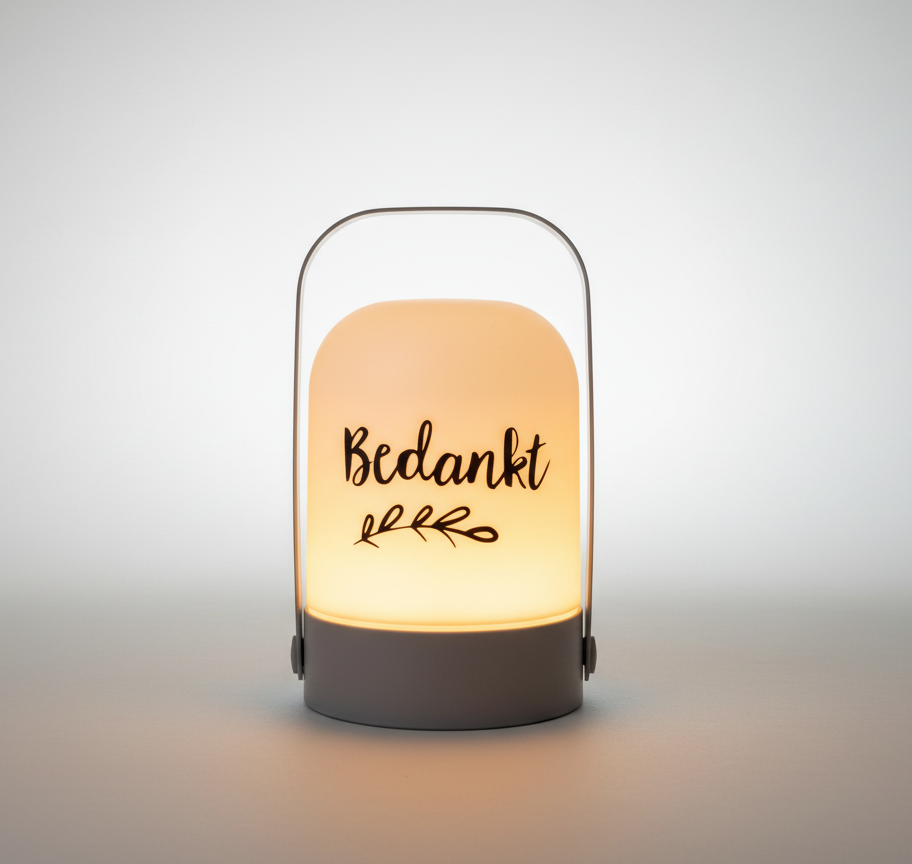 Gepersonaliseerd LED lampje Bedankt 20cm warm wit waardering cadea