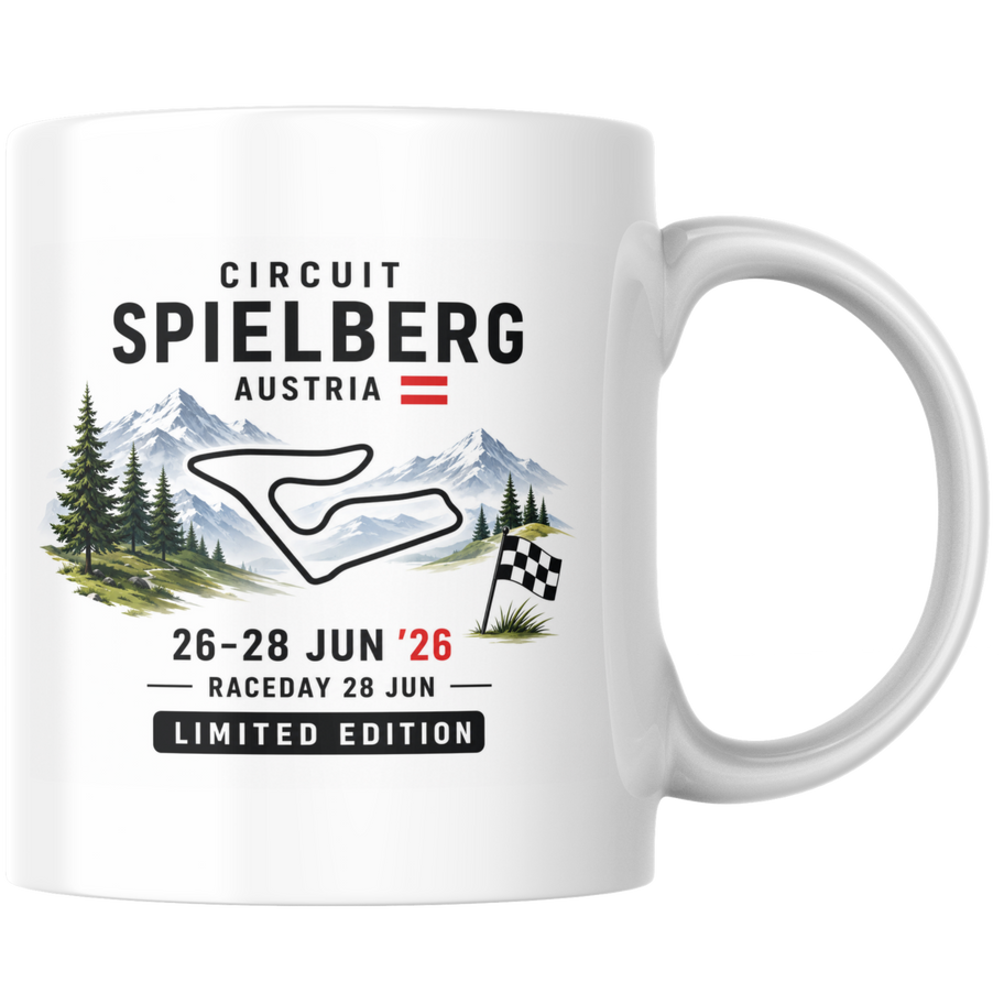 Keramische mok met het formule 1 circuit van Spielberg