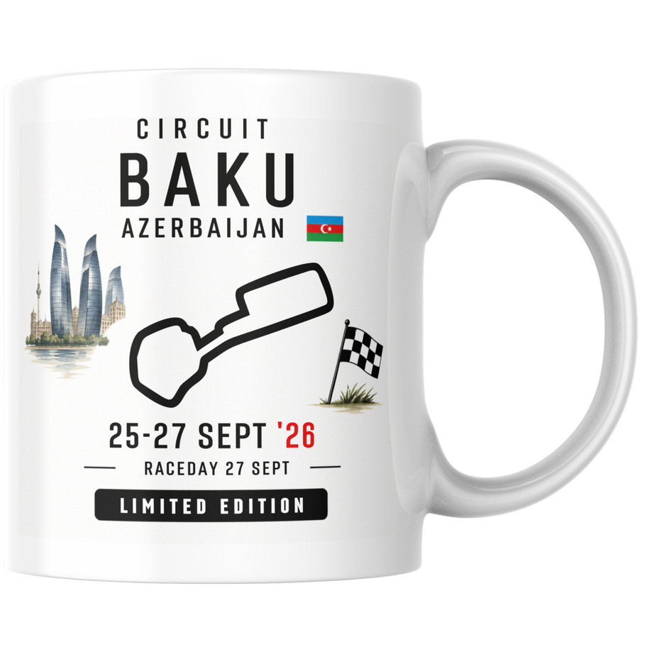 Keramische mok me het formule 1 circuit van Baku