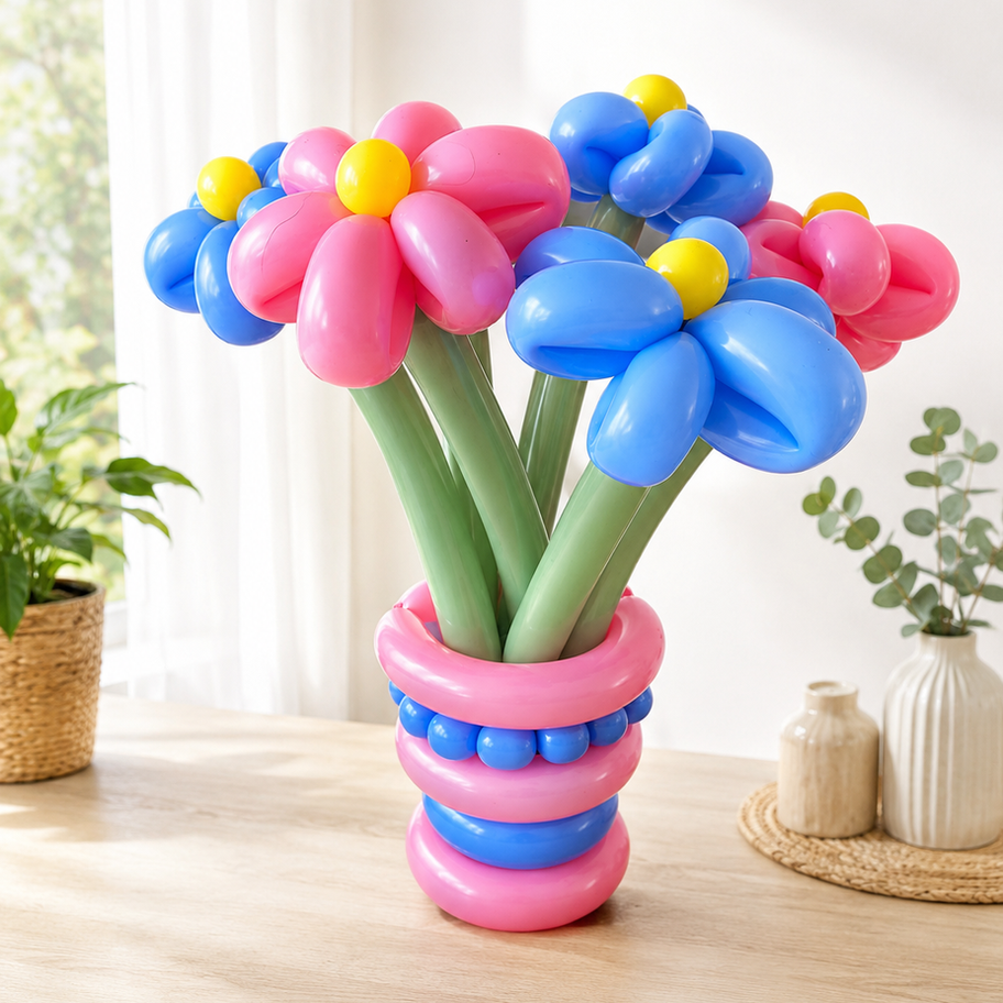 Ballonnen bloemboeket 6 ballonnenbloem in decoratieve pot