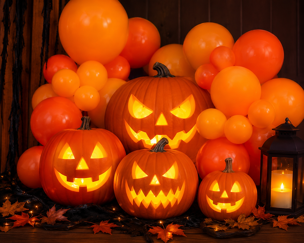  Halloween pompoenen met verlichting en ballonnen errond