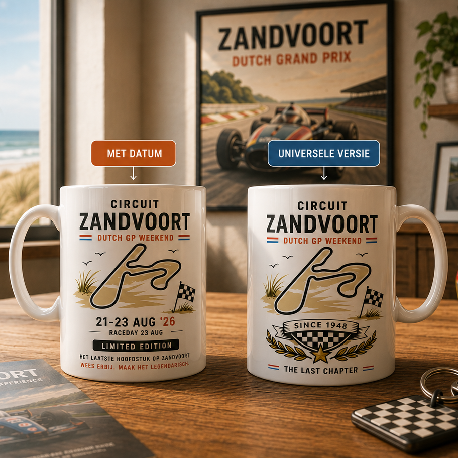 Keramische circuit mok Zandvoort sublimatiprint limited edition motorsport cadeau