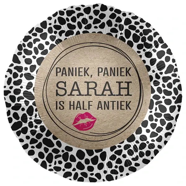 Sarah folieballon 17 inch Premioloon paniek paniek Sarah is half antiek