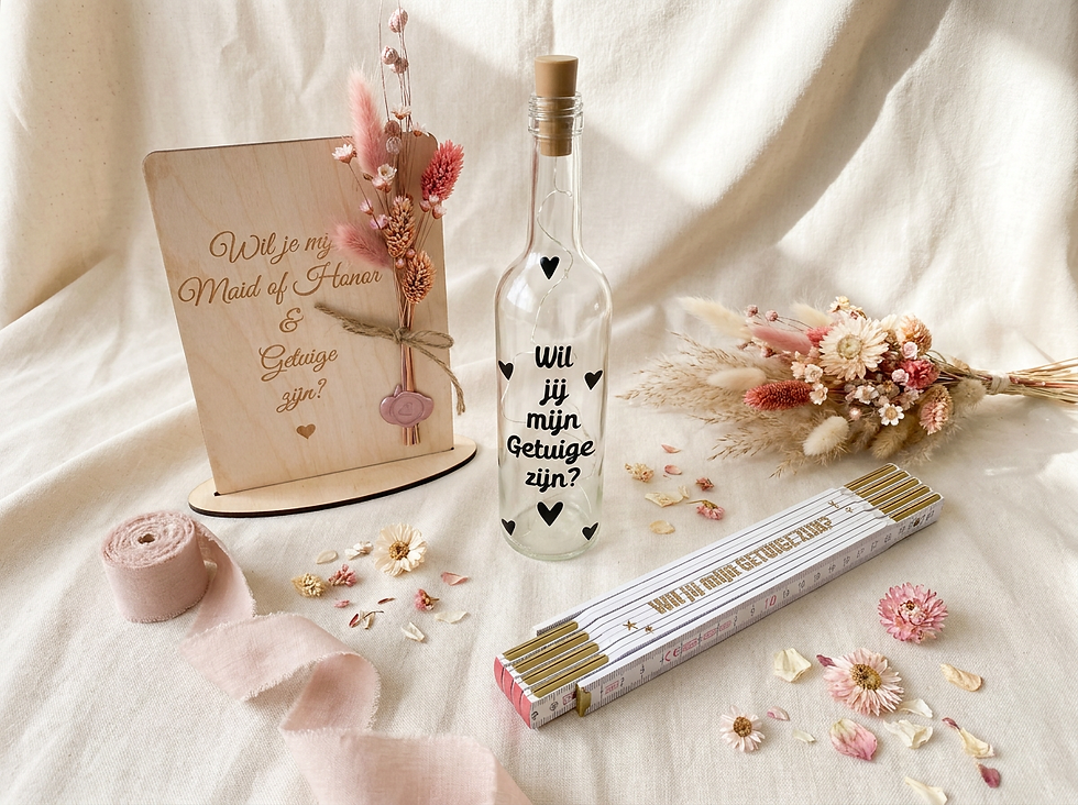 origineel cadeau getuige vragen man en vrouw gepersonaliseerd België Hip met Pit Creaties