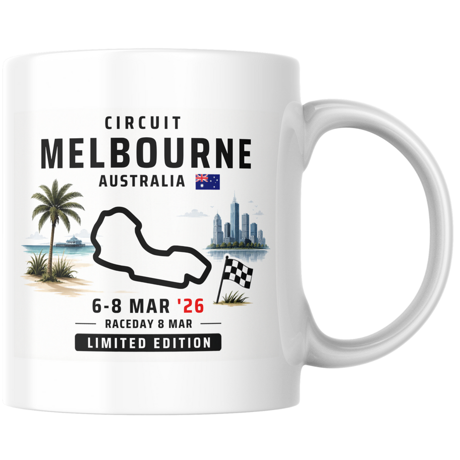 Keramische mok met het formule 1 circuit van Melbourne
