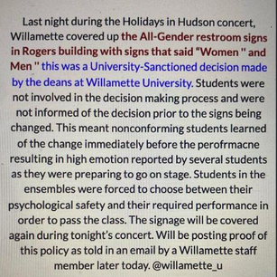 Restrooms reassigned for Holidays in Hudson