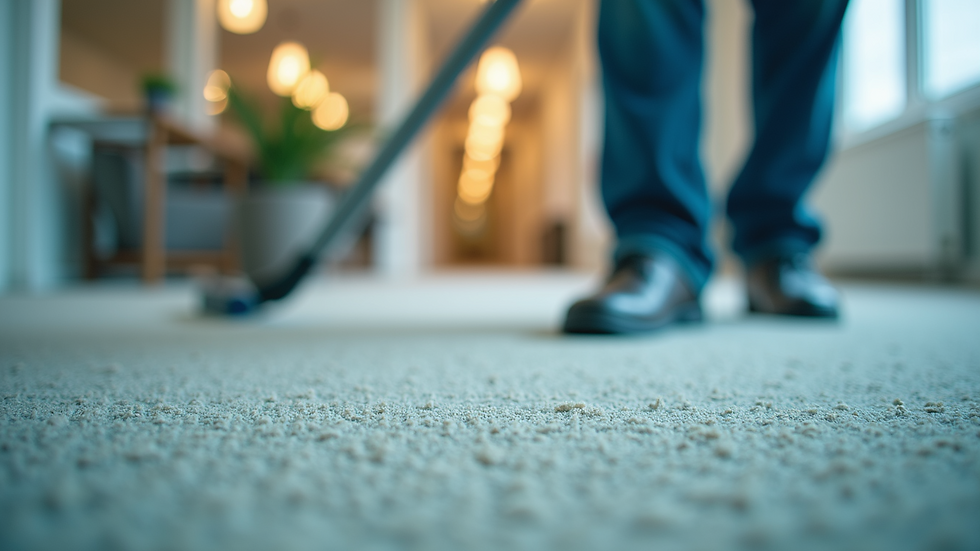Close-up view of freshly cleaned carpets in a commercial building