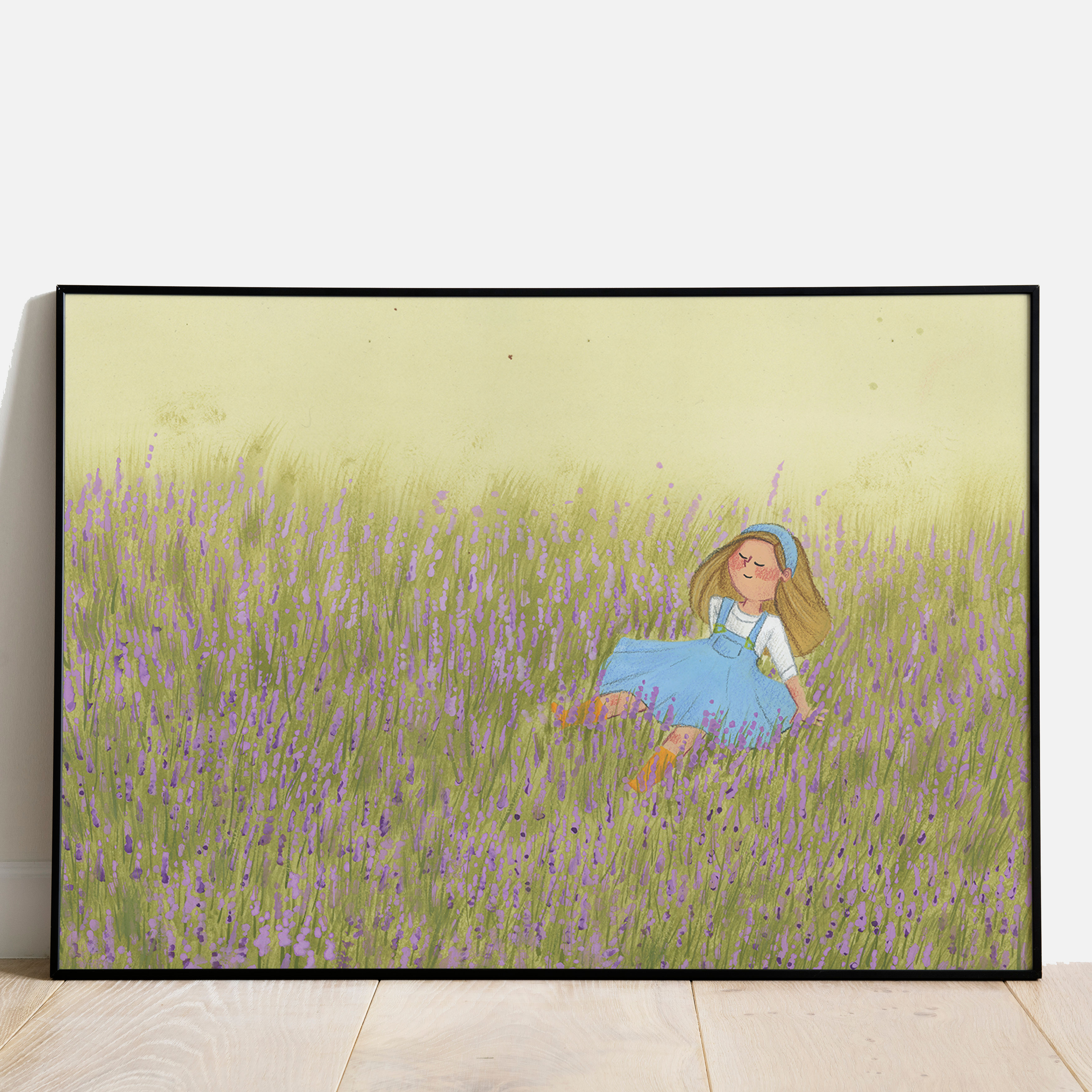 Print - Girl with Pink Flowers