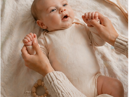Newborn baby with natural baby essentials, soft minimalist lifestyle New Zealand