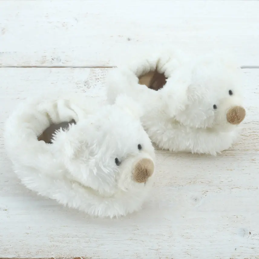 cream bear slippers