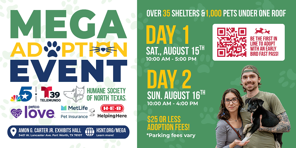HSNT is hosting another MEGA Adoption Event in August 2026.