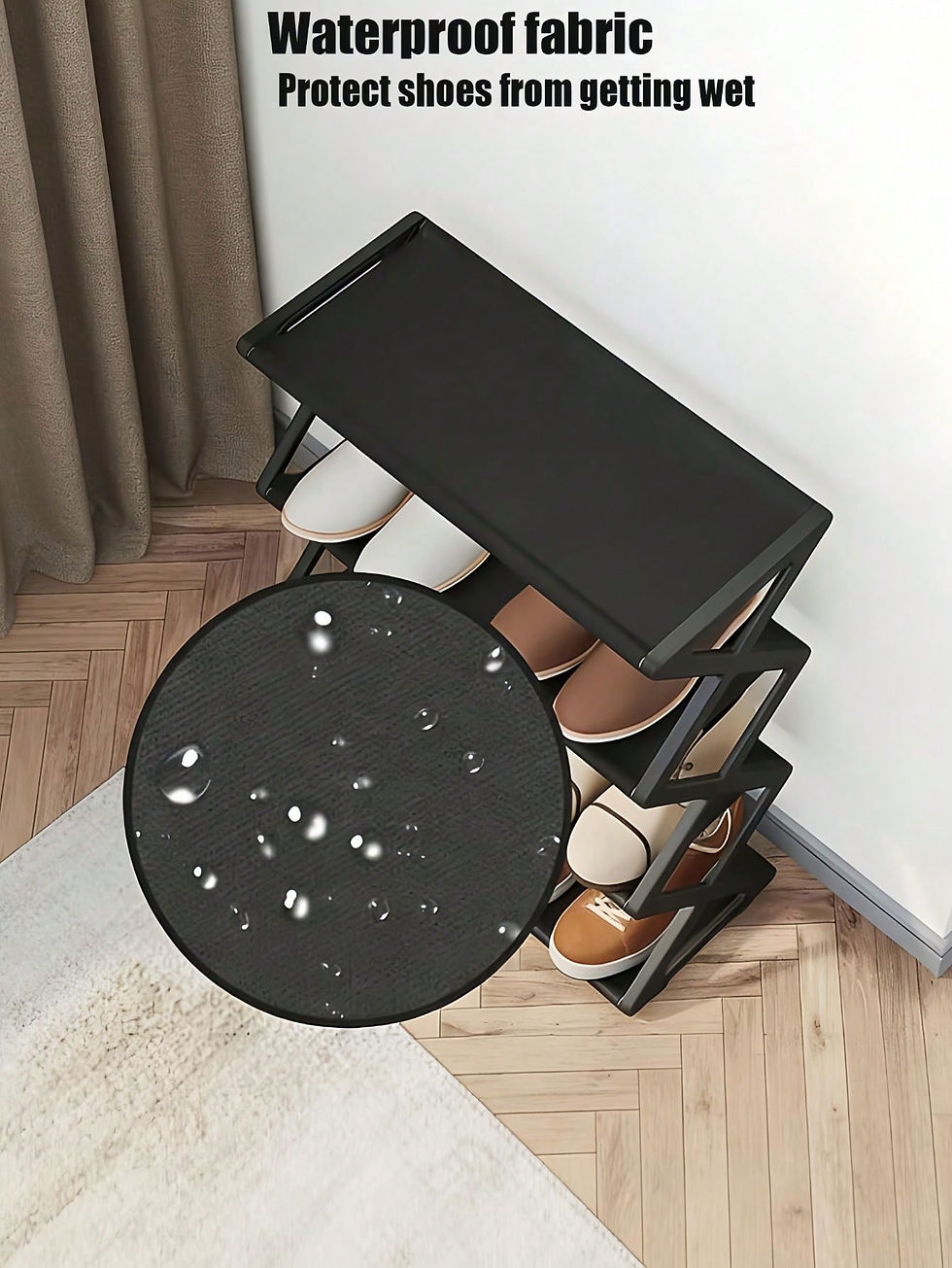 Thumbnail: 4-Tier Folding Shoe Rack | Space-Saving Storage Solution, X-Shaped Frame Plastic