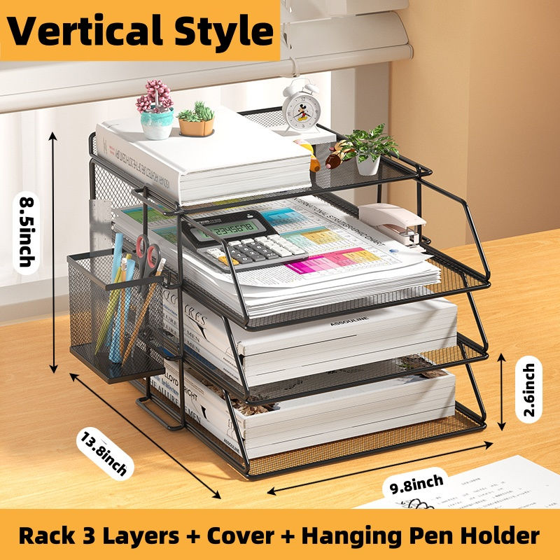 Thumbnail: Office A4 Paper Desk Organizer Document File Letter Book Brochure Filling Tray R