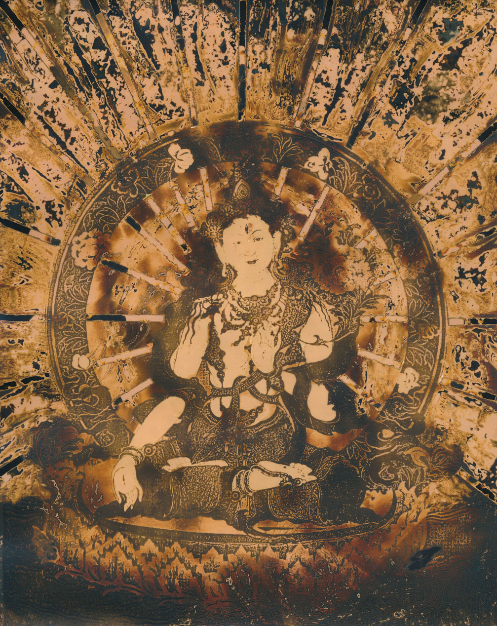 White Tara (chemigram, silkscreen resist)