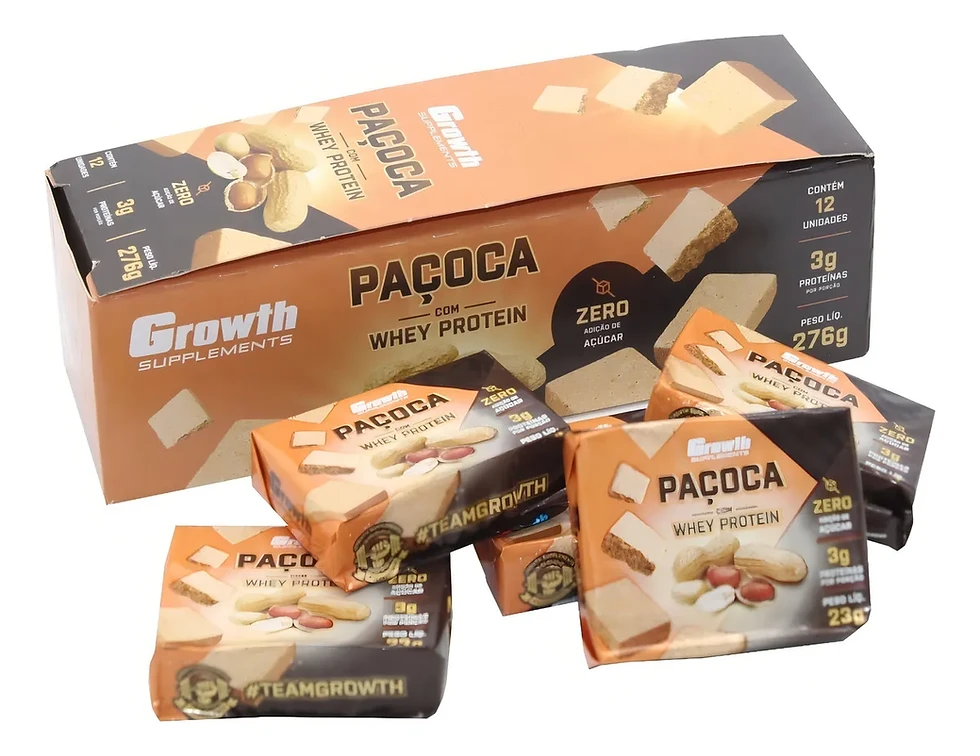 Miniatura: Paçoca de Amendoim Com Whey Protein - Zero Açúcar - Growth Supplements