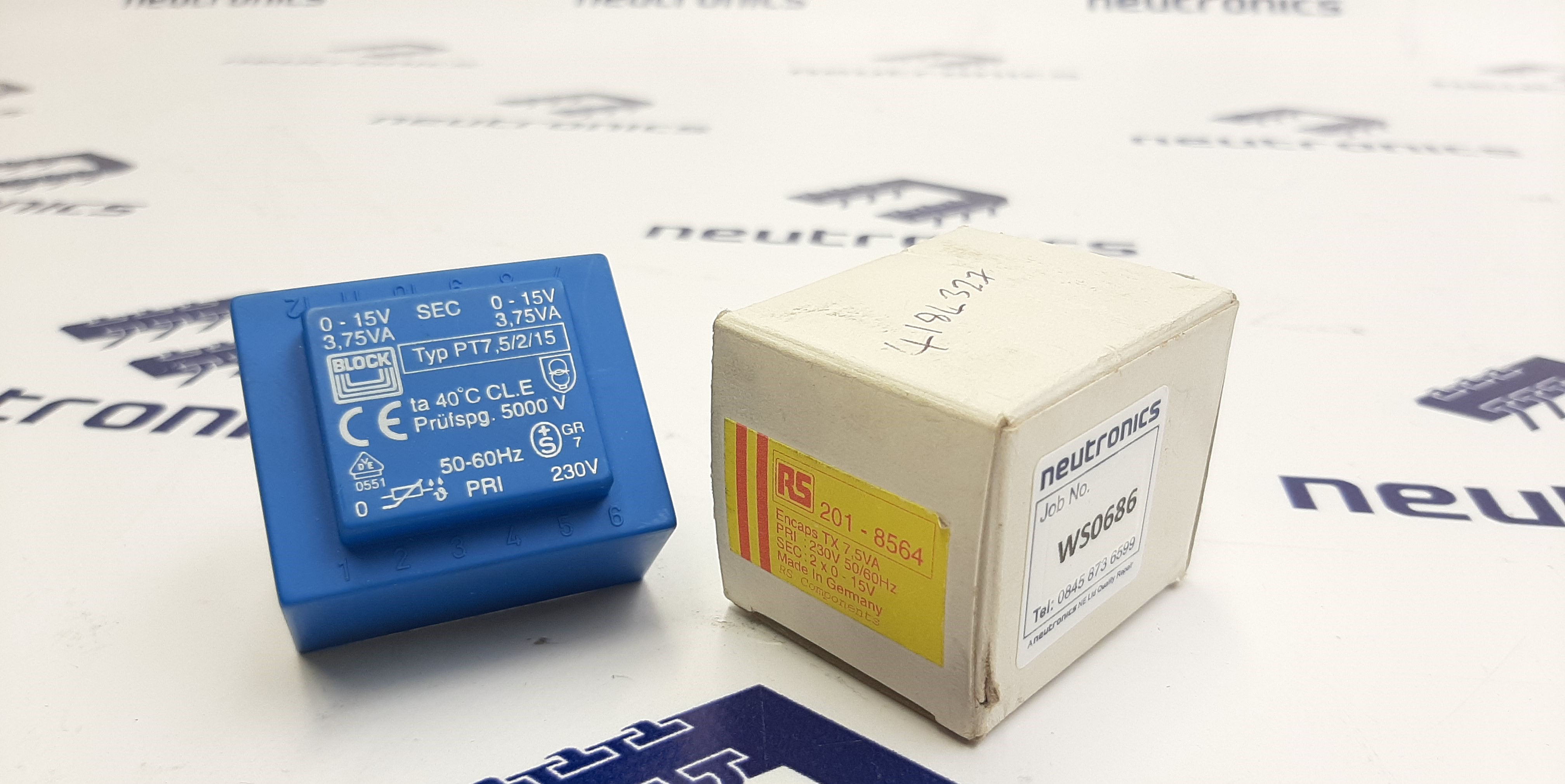 Generic PT 7.5/2/15 15V ac 2 Output Through Hole PCB Transformer, 7.5VA Components 1