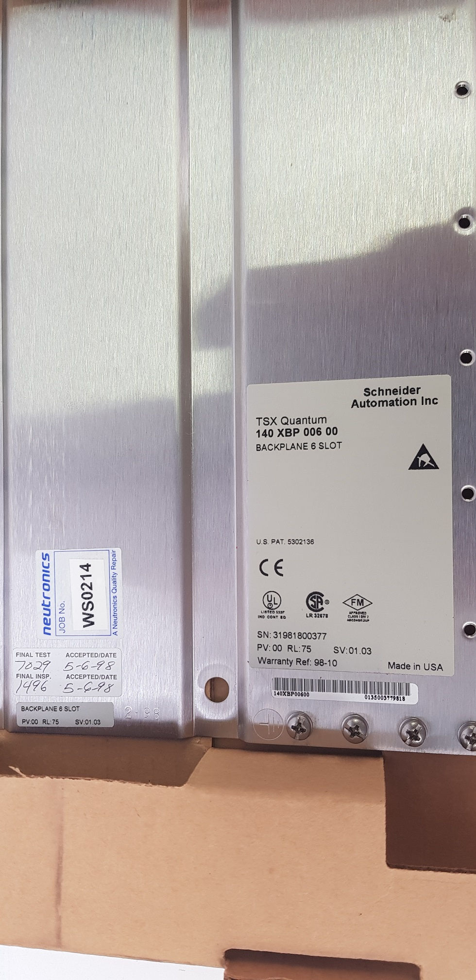 Thumbnail: AEG Schneider 140 XBP 006 00 Rack Chassis Drives & Controls 2
