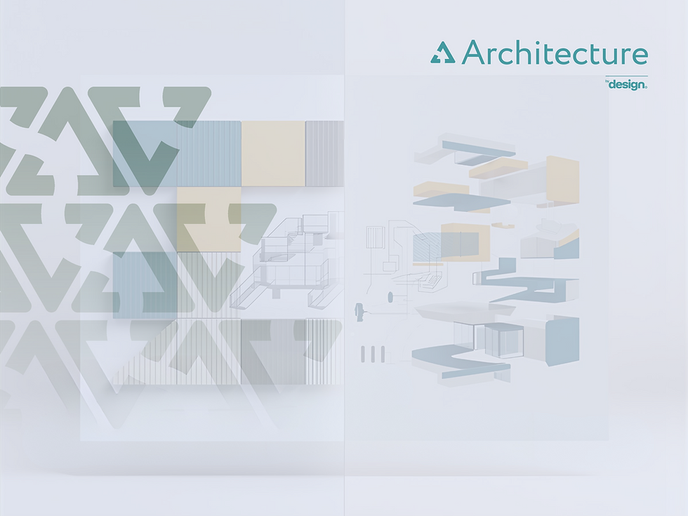 Building components on the left of the image adjacent to an exploded building image on the right