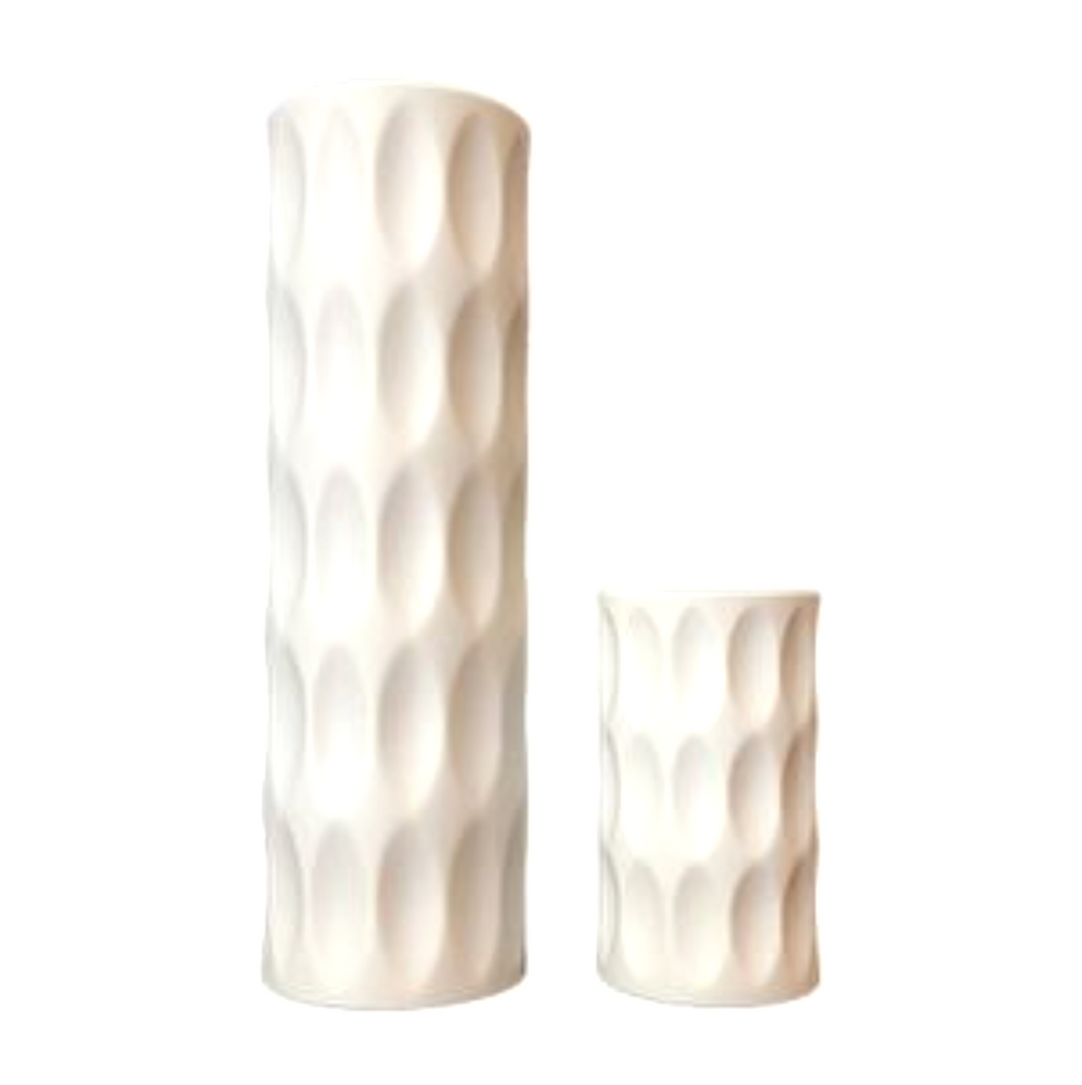 Heinrich Fuchs Op Art Bisque Porcelain Vases for Hutschenreuther, Set of 2