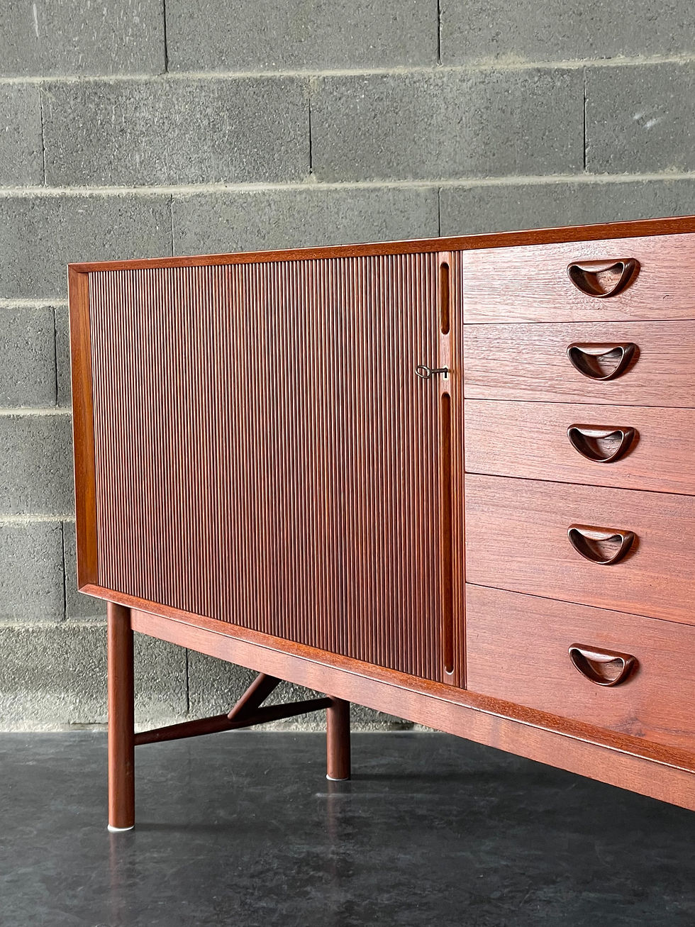 Thumbnail: Teak Tambour Sideboard by Peter Hvidt  and Orla Mølgaard Nielsen