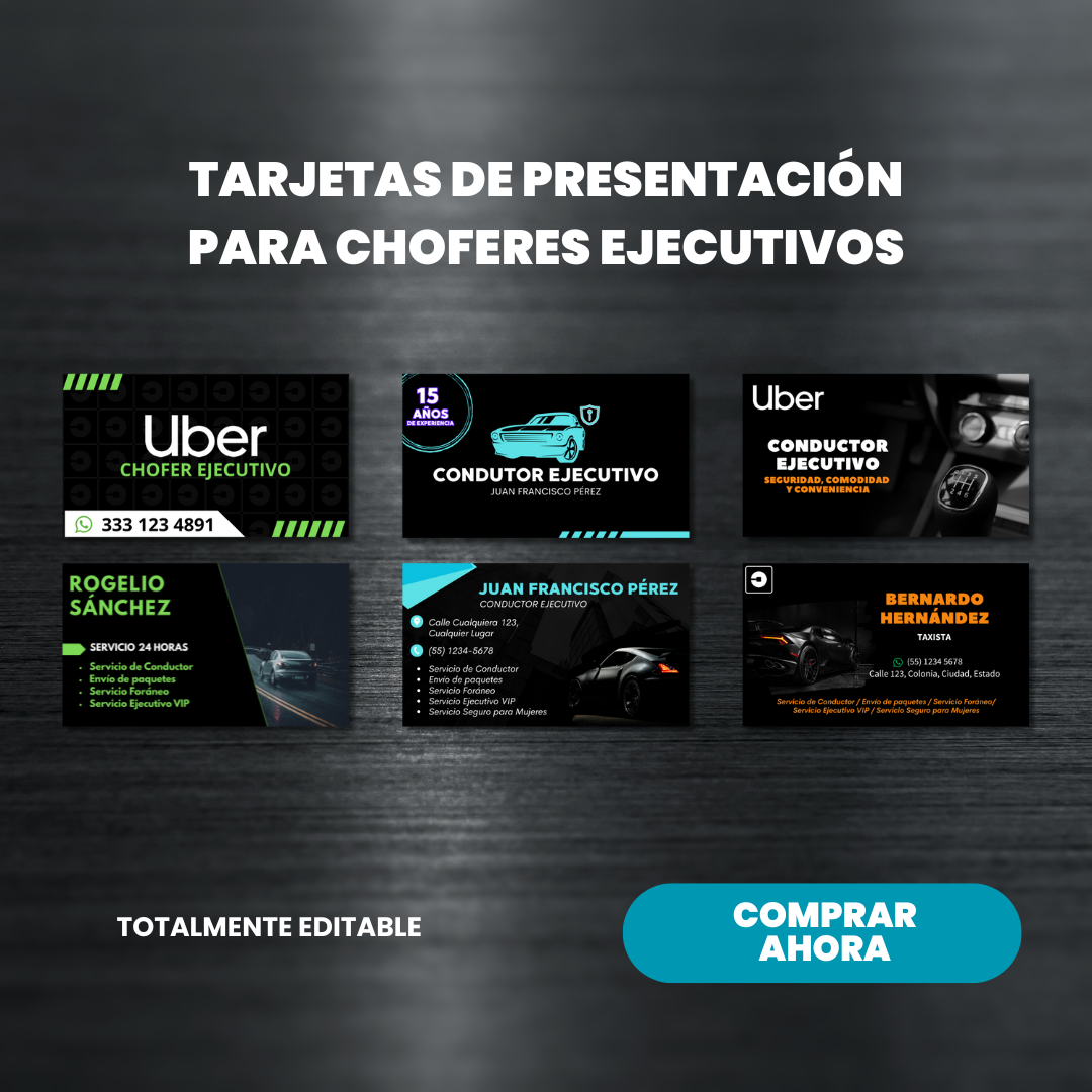 Tarjetas de Presentación para Chofer ejecutivo
