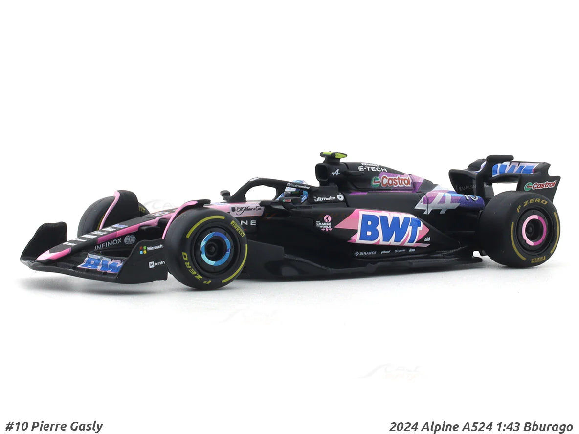 2024 Alpine A524 No. 10 Pierre Gasly 1:43 Bburago Formula 1 diecast scale model