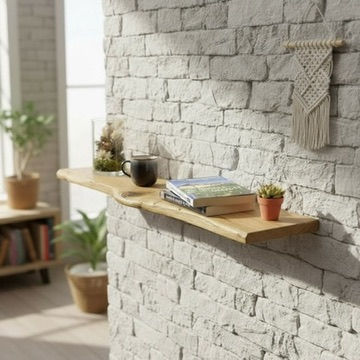 Étagère flottante en bois massif chêne avec supports métal invisibles