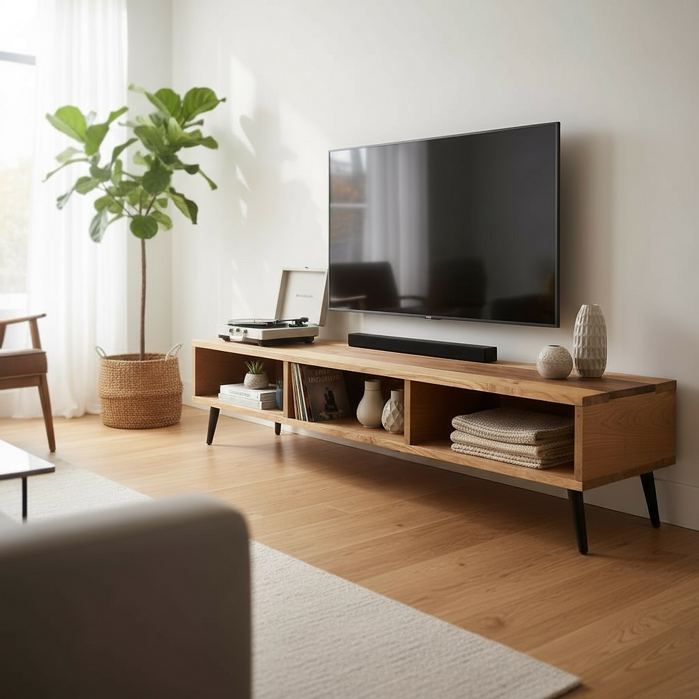 Meuble TV 150cm avec 3 espaces rangements Chataignier/Noyer