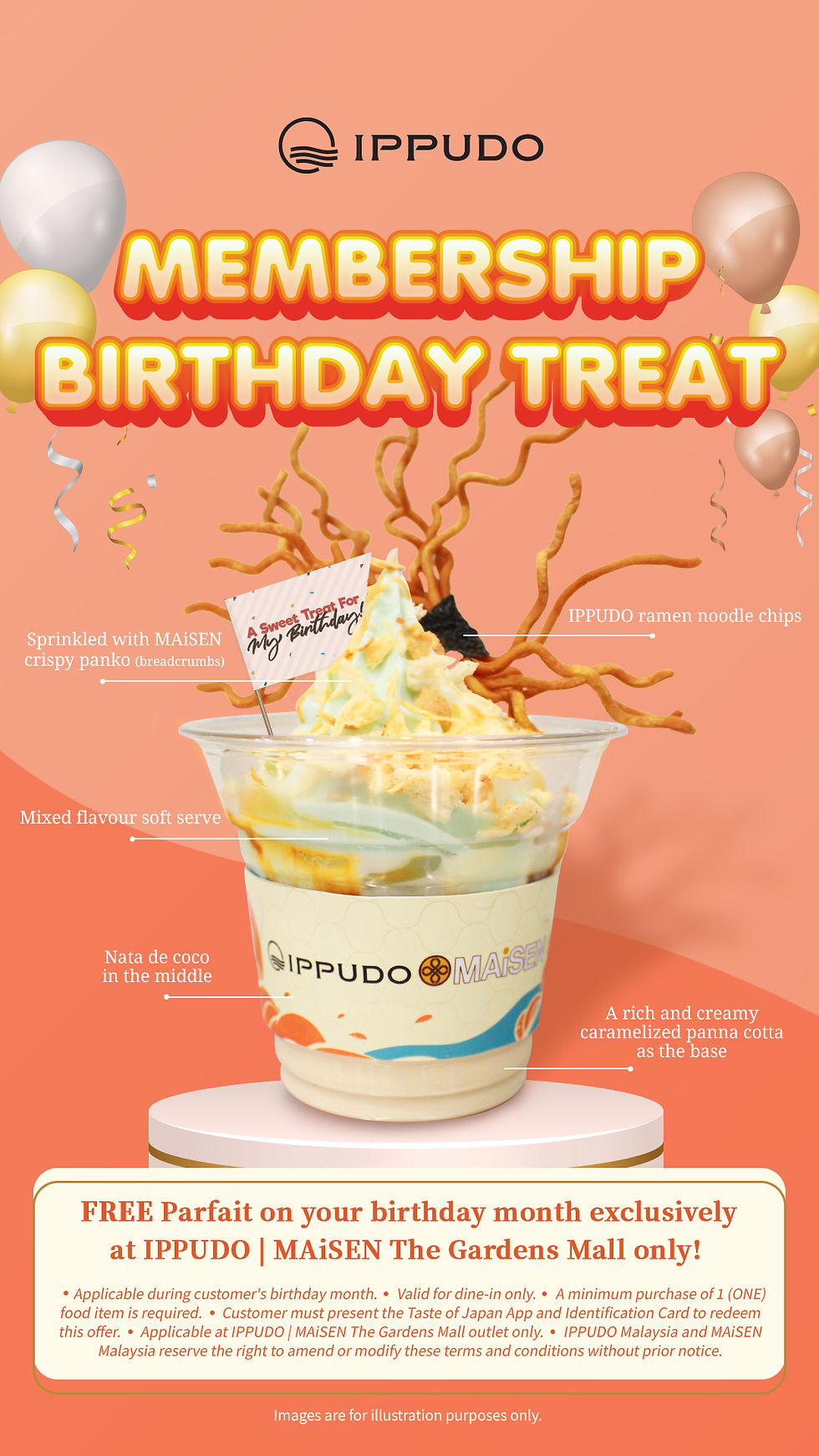 🍧FREE Parfait on your birthday month exclusively at IPPUDO | MAiSEN The Gardens Mall ✨