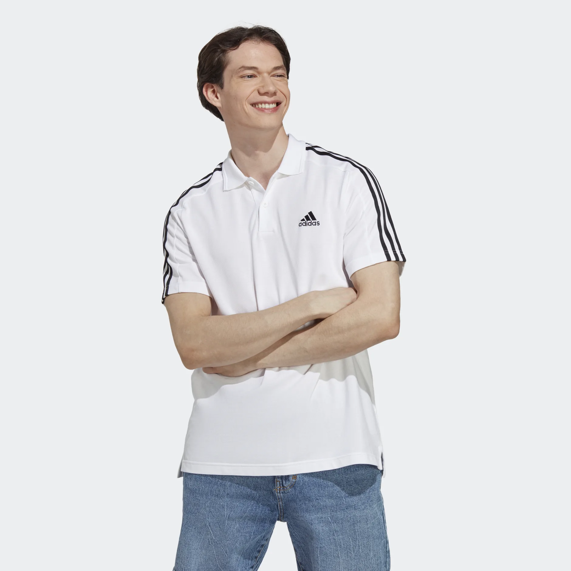 ADIDAS ESSENTIALS PIQUÉ EMBROIDERED SMALL LOGO 3-STRIPES POLO SHIRT (IC9312)