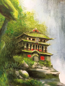 Détail de la toile Pagodes dans la jungle.jpg
