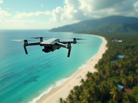 A drone from iDronePro flying over the coast of Far North Queensland