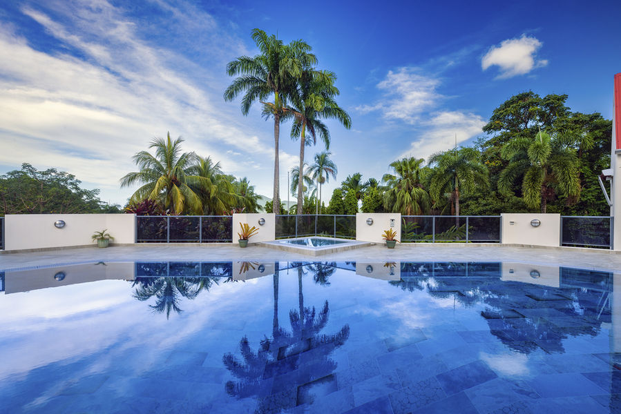 Clean swimming pool prepared for real estate drone photography in Cairns