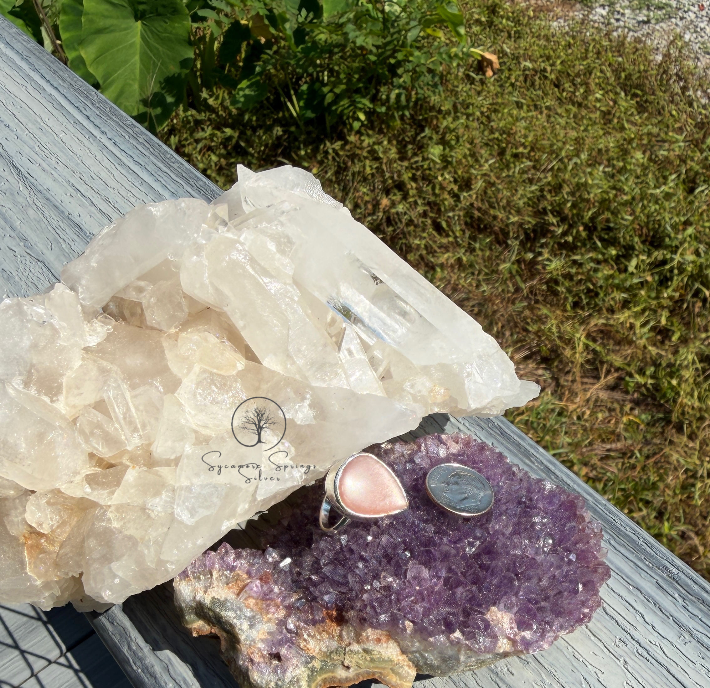 Peach Moonstone Ring in Sterling Silver 