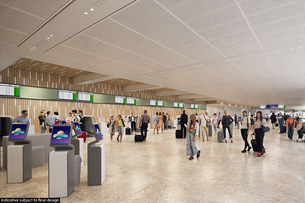 Sunshine Coast Airport Terminal Redevelopment Check-in Rendering - Courtesy Sunshine Coast Airport