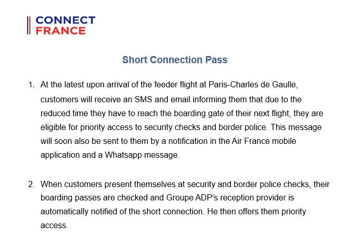 Understanding How the Connect France 'Short Connection Pass' Works - Courtesy Air France-KLM