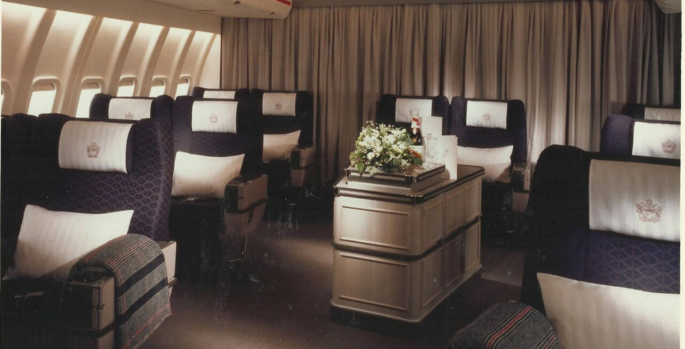 First Class Cabin on BOAC 747 - Courtesy British Airways