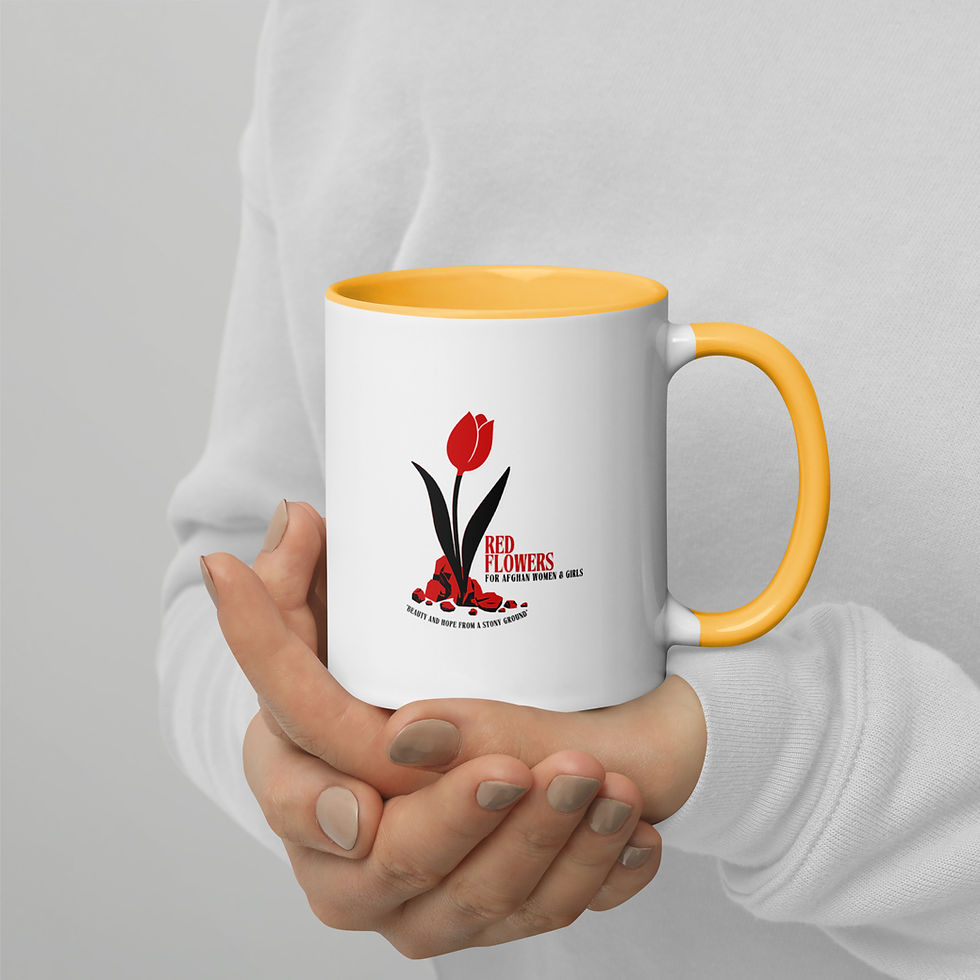 Thumbnail: Afghan Red Flowers Mug with Colour Inside