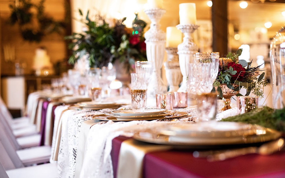 Beautiful table top decor at North GA Water Front Wedding Venue