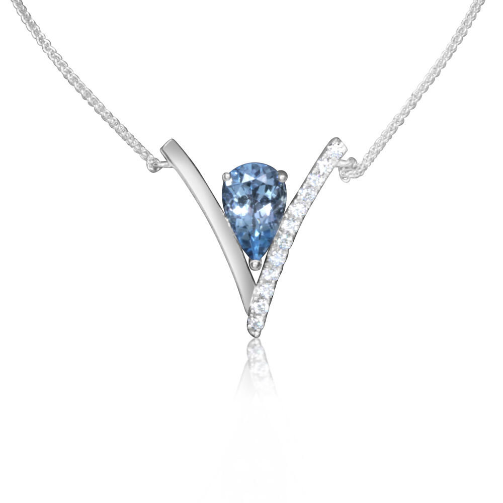 White Gold Aquamarine & Diamond Necklace