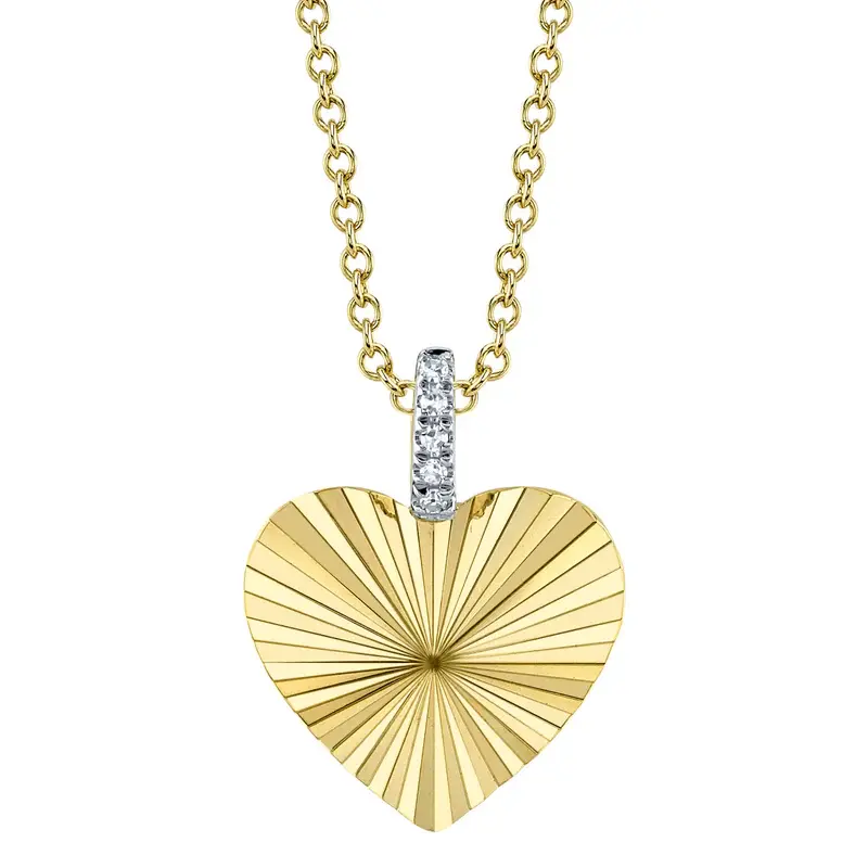 Fluted Heart Necklace & Diamond Bail