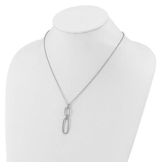Thumbnail: Oval Link Drop Pendant With CZ
