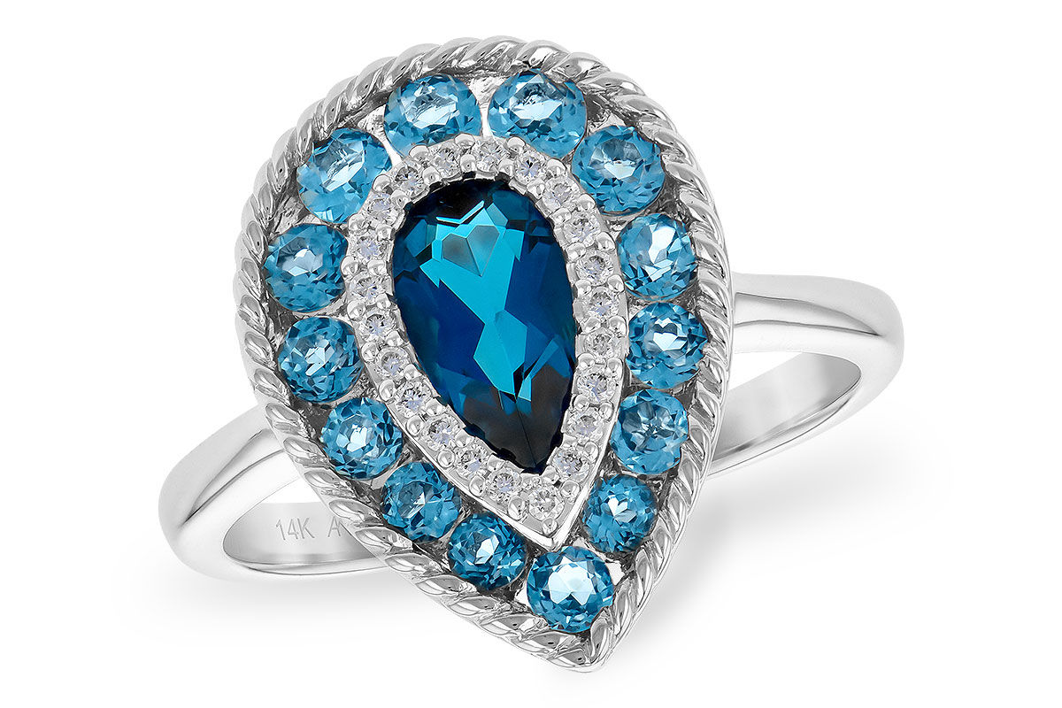 London & Swiss Blue Topaz & Diamond Ring