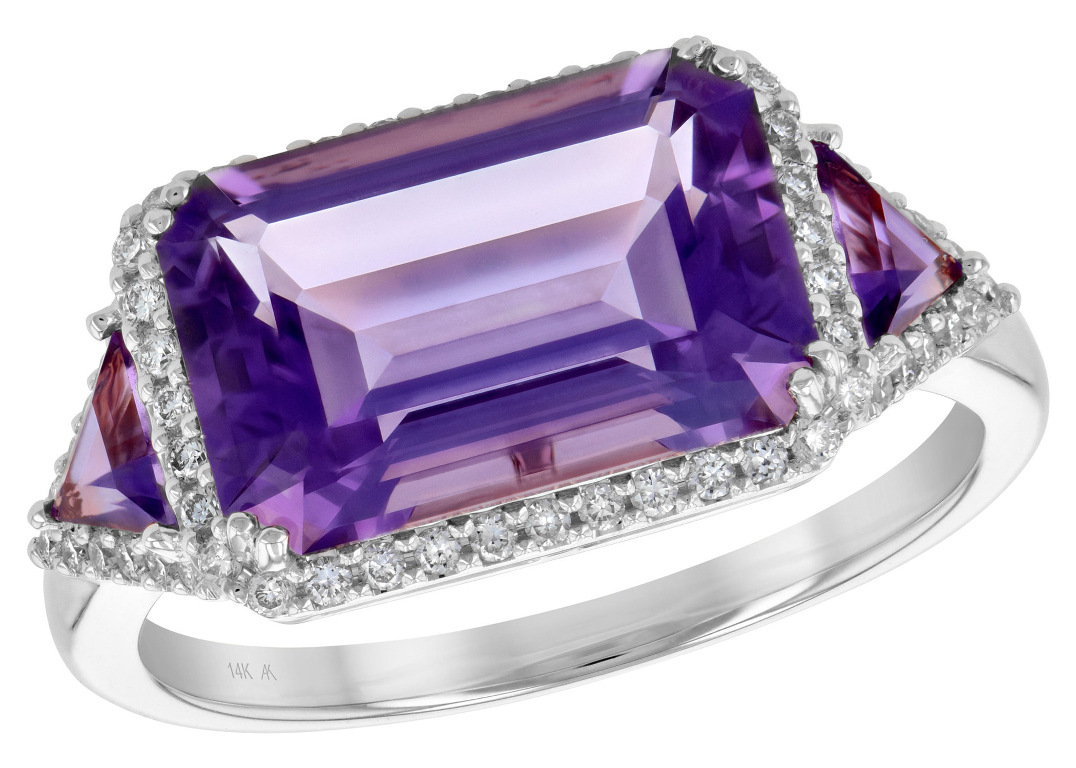 Amethyst & Diamond White Gold Ring