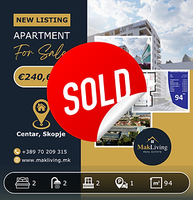 2 Bedroom Apartment with 2 Balconies and Parking in Centar Skopje