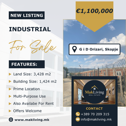 Индустриски имот на продажба или изнајмување во премиум локација во Скопје