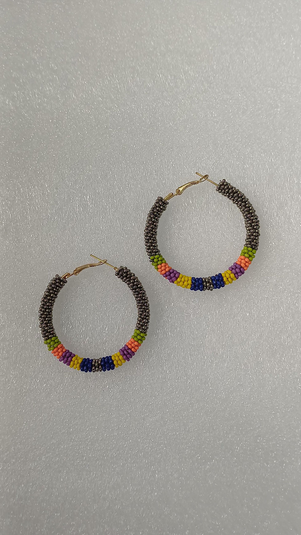 Thumbnail: Colourfull Beaded Hoop Earrings