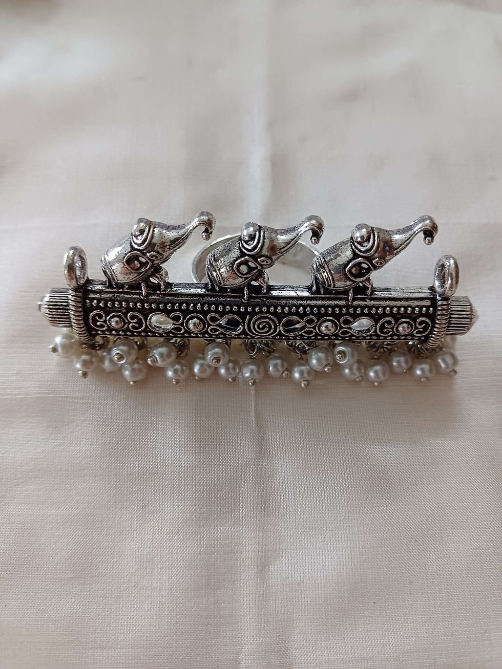 Adjustable Oxidized Long Elephant Type Ring 