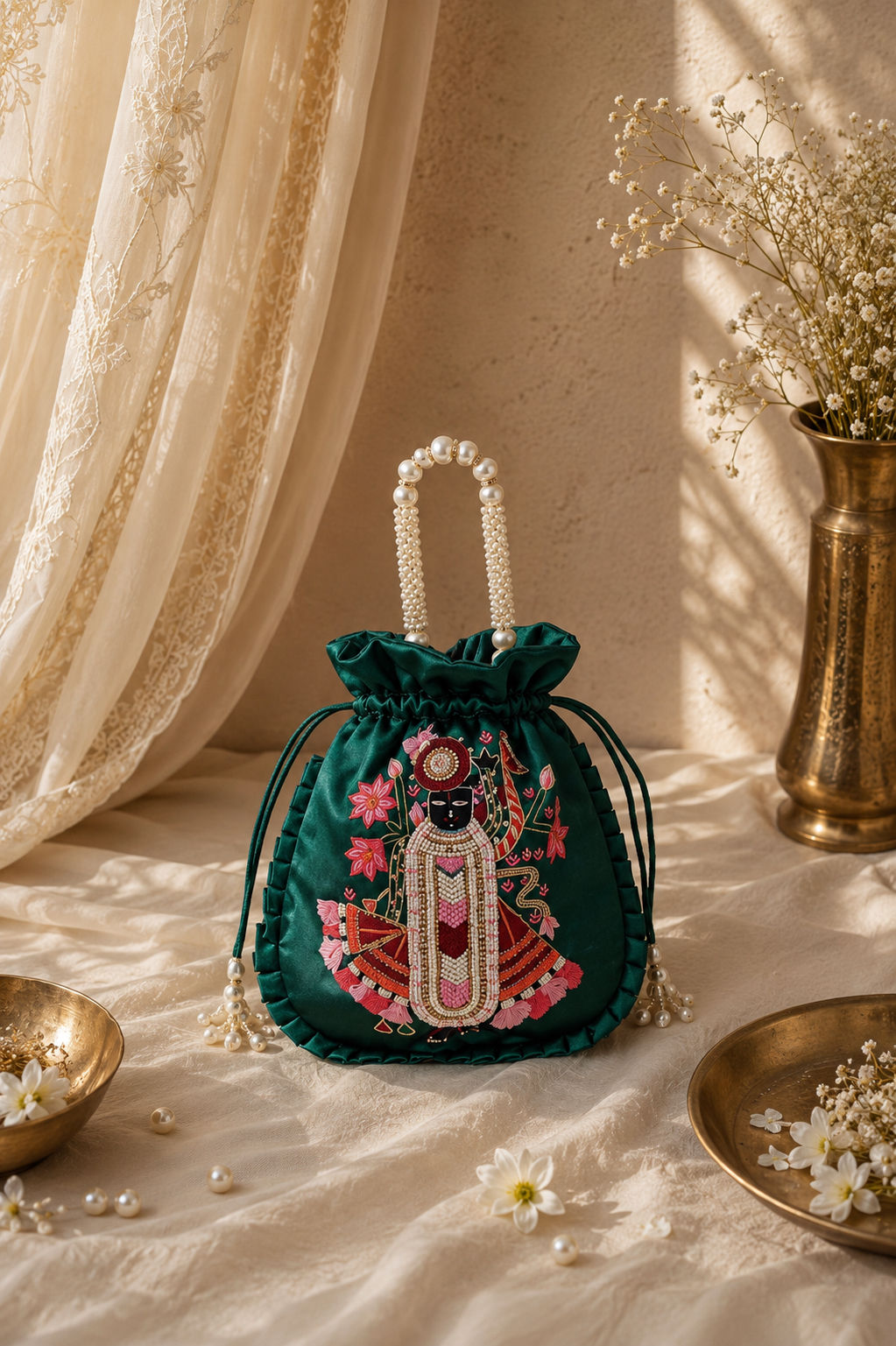 Shrinath ji Potli Purse in Satin
